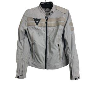 Dainese Gray Moto Streetwear Jacket Size 44 Suede Stripes Removable Protection